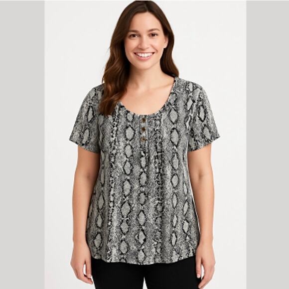 Popyoung Plus Size 3XL Snakeskin Blouse Tunic Rayon Spandex Top - Picture 10 of 11